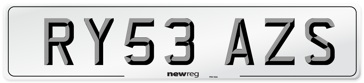 RY53 AZS Number Plate from New Reg